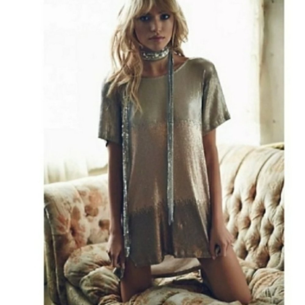 Free People Drenched in Sequins Dress Size Small